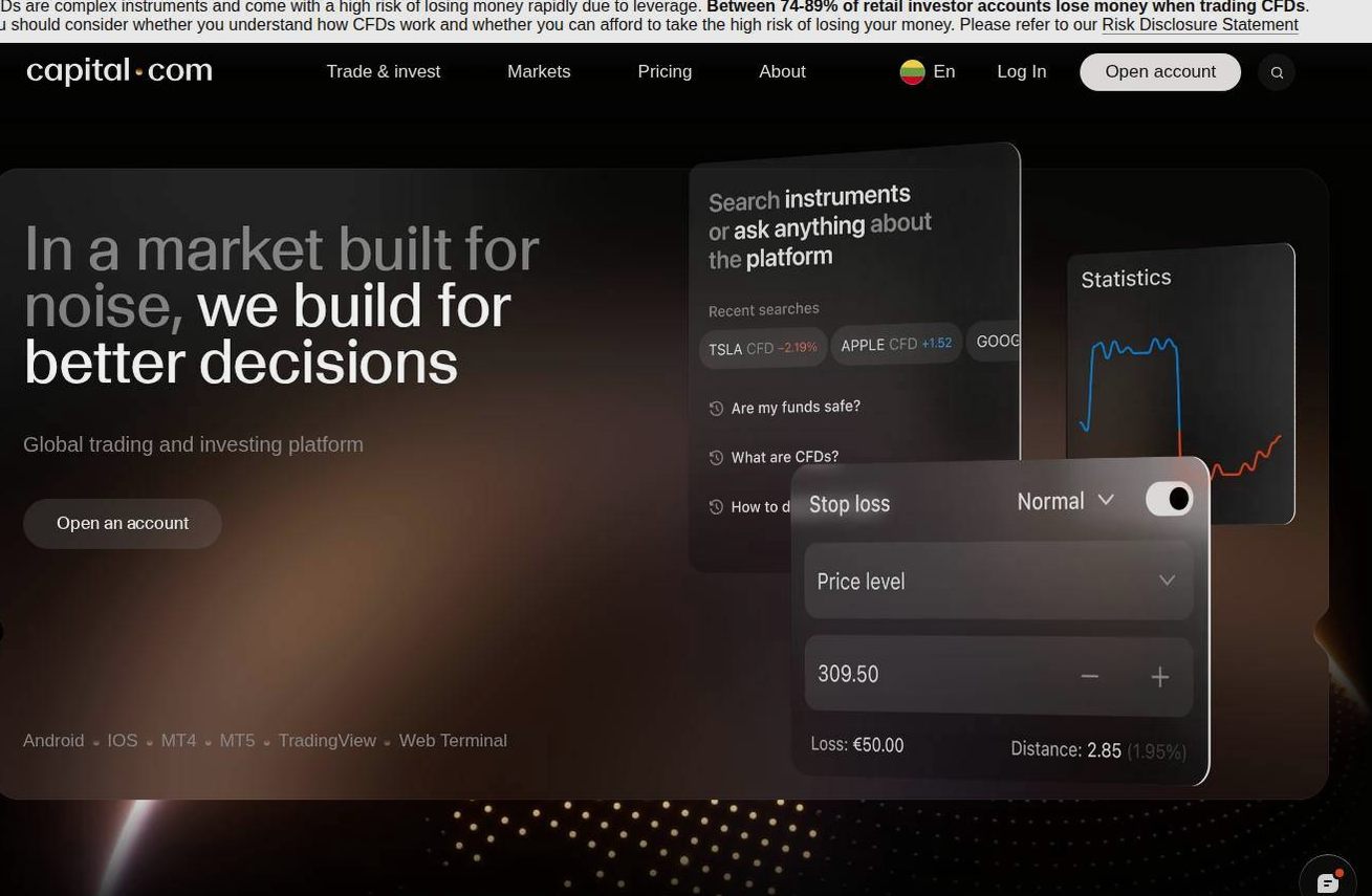 Screenshot of the Capital.com website