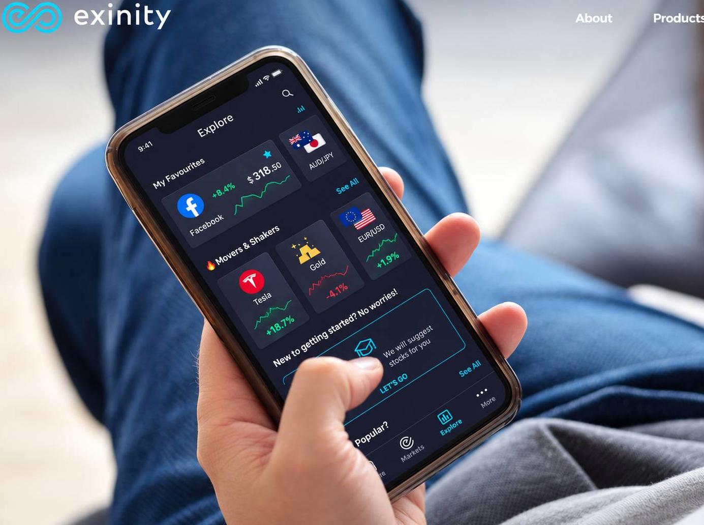 Screenshot of the Exinity website