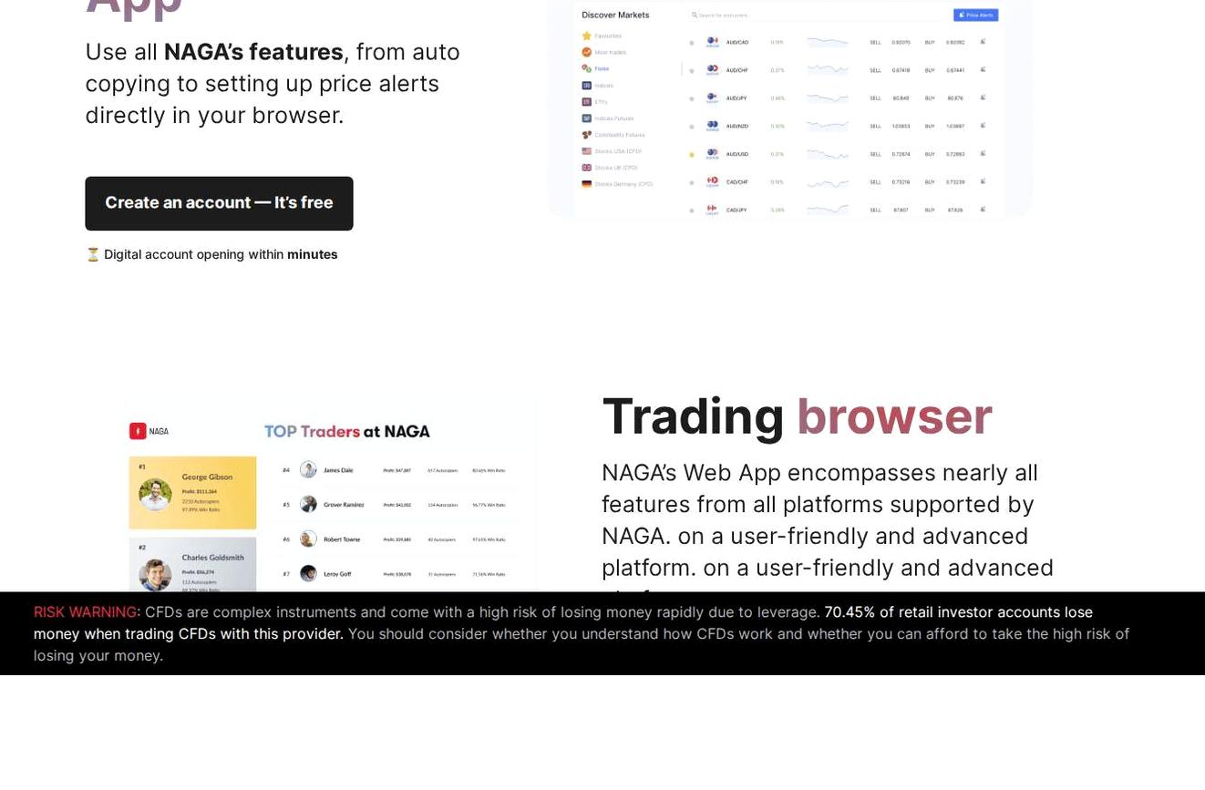The platform page on the NAGA website