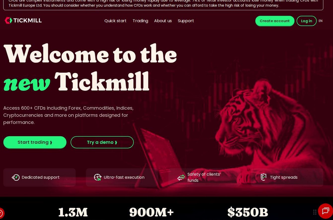 The platform page on the Tickmill website