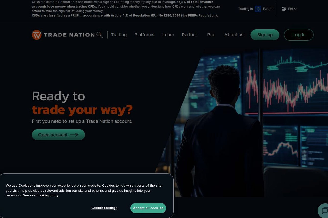 The platform page on the Trade Nation website